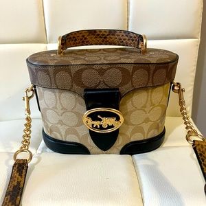 COACH Brown/Gold/Black LOGO BAG With STRAPS